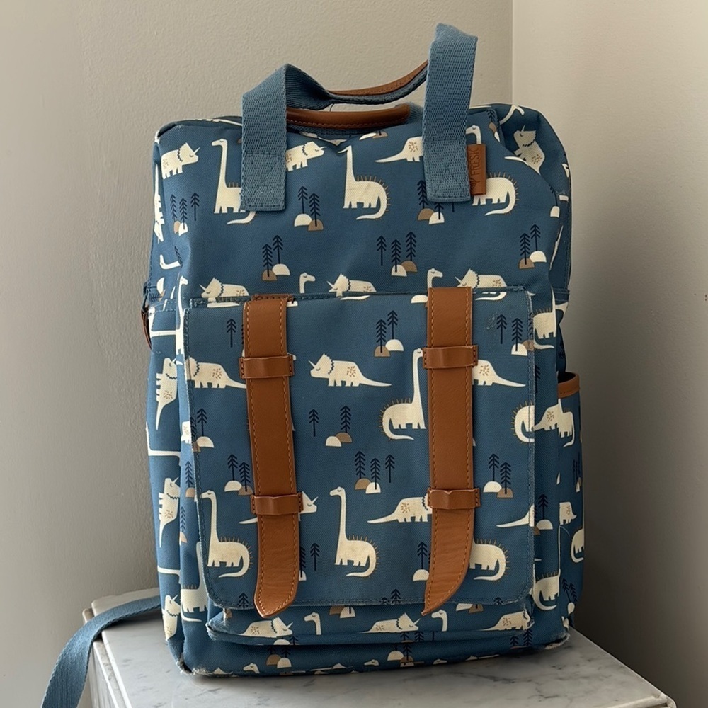 Blue and Brown Swan Print Weekender Bag